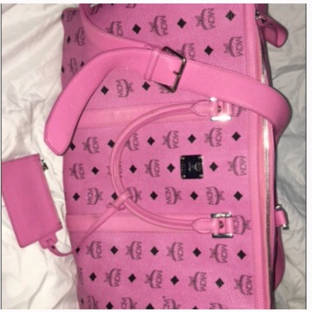 Pink Authentic MCM duffle travel bag